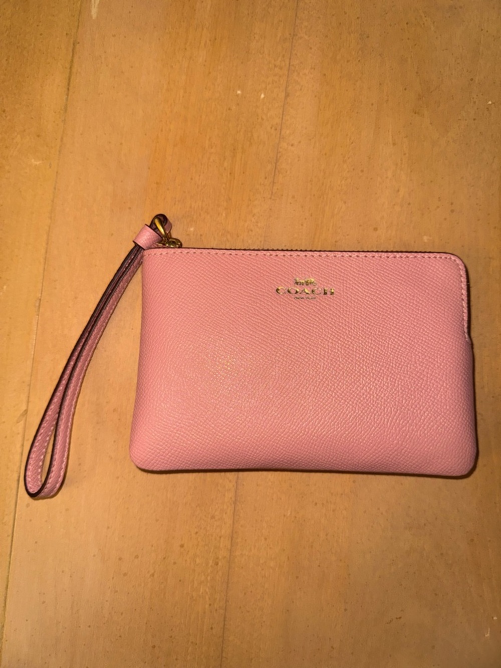 Coach Pink Leather Wristlet Pouch with Wrist Strap